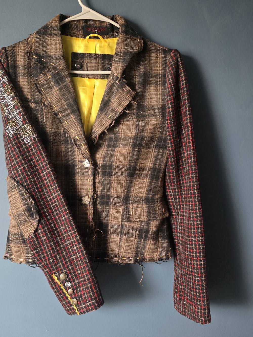 Raw 7 Mixed Plaid Blazer Jacket